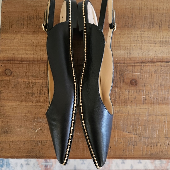 Coach Womens Black Vae Leather Skimmer Slingback Flats Size 9 Studded - Picture 11 of 15